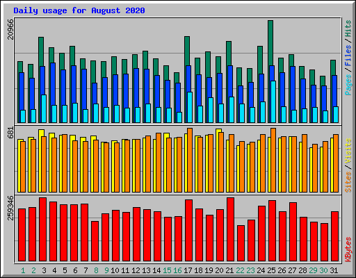 Daily usage for August 2020