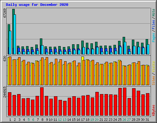 Daily usage for December 2020