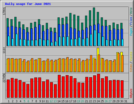 Daily usage for June 2021